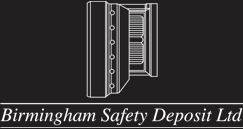 Logo of Birmingham Safety Deposit Ltd with dark background.